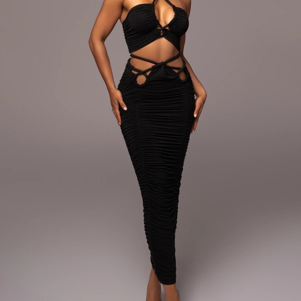 JLUXLABEL Black Cut-Out Maxi Dress